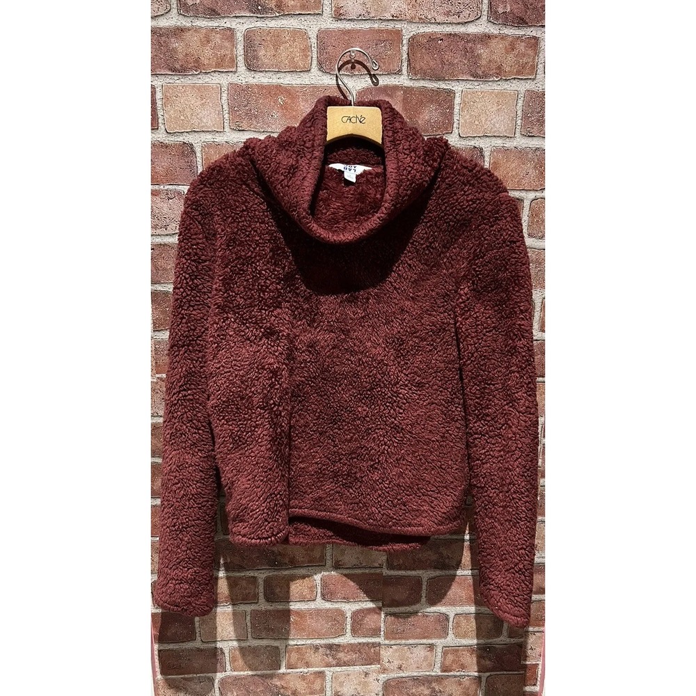 Joy Lab Fleece Pull Over Fleece Sweatshirt Burgundy Plush Sherpa Jacket Size S